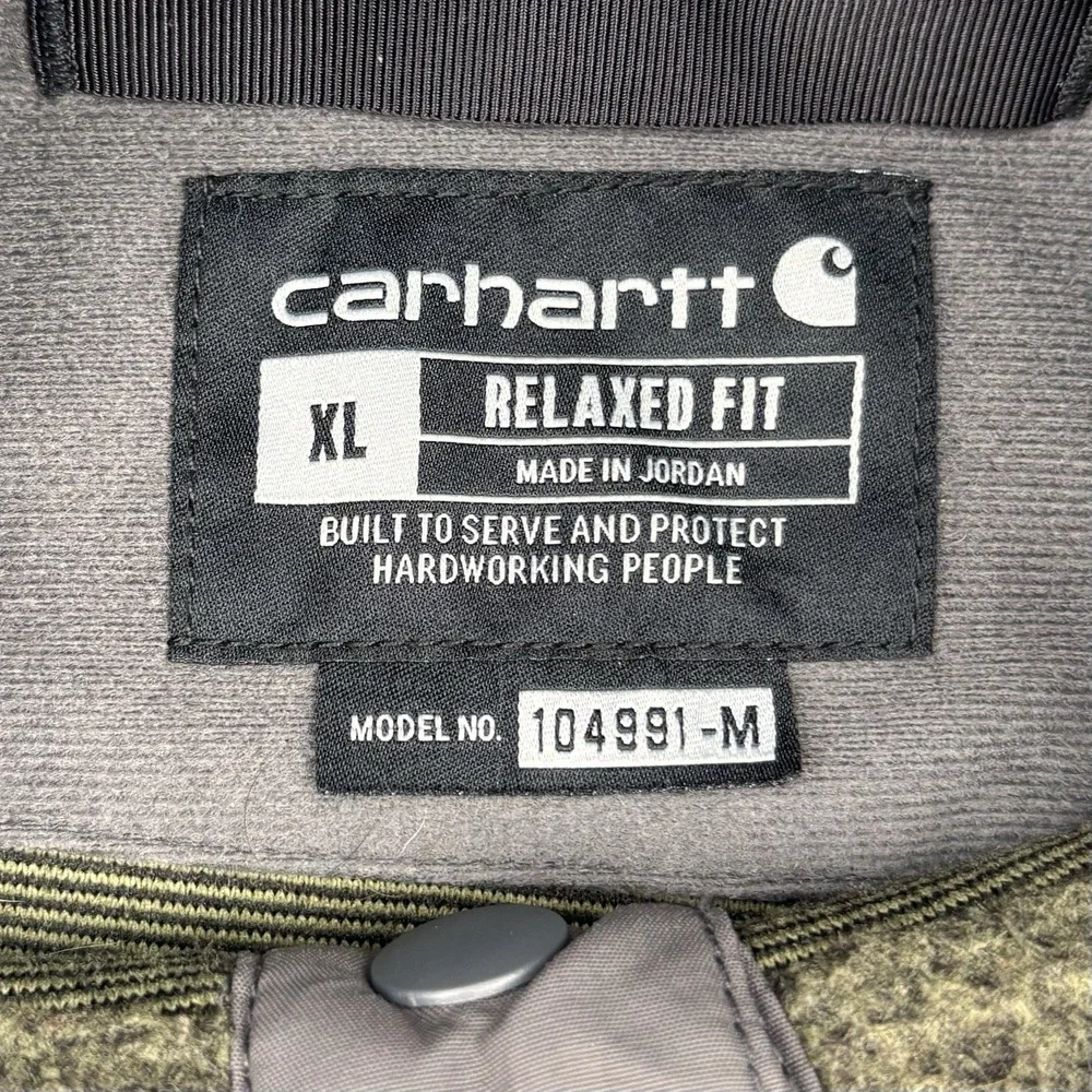 Carhartt Fleece Pullover Mens XL Olive Green Snap Mock Neck Jacket 104991